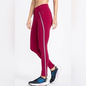 Adidas Climalite Red Leggings with Side Stripes Size Large